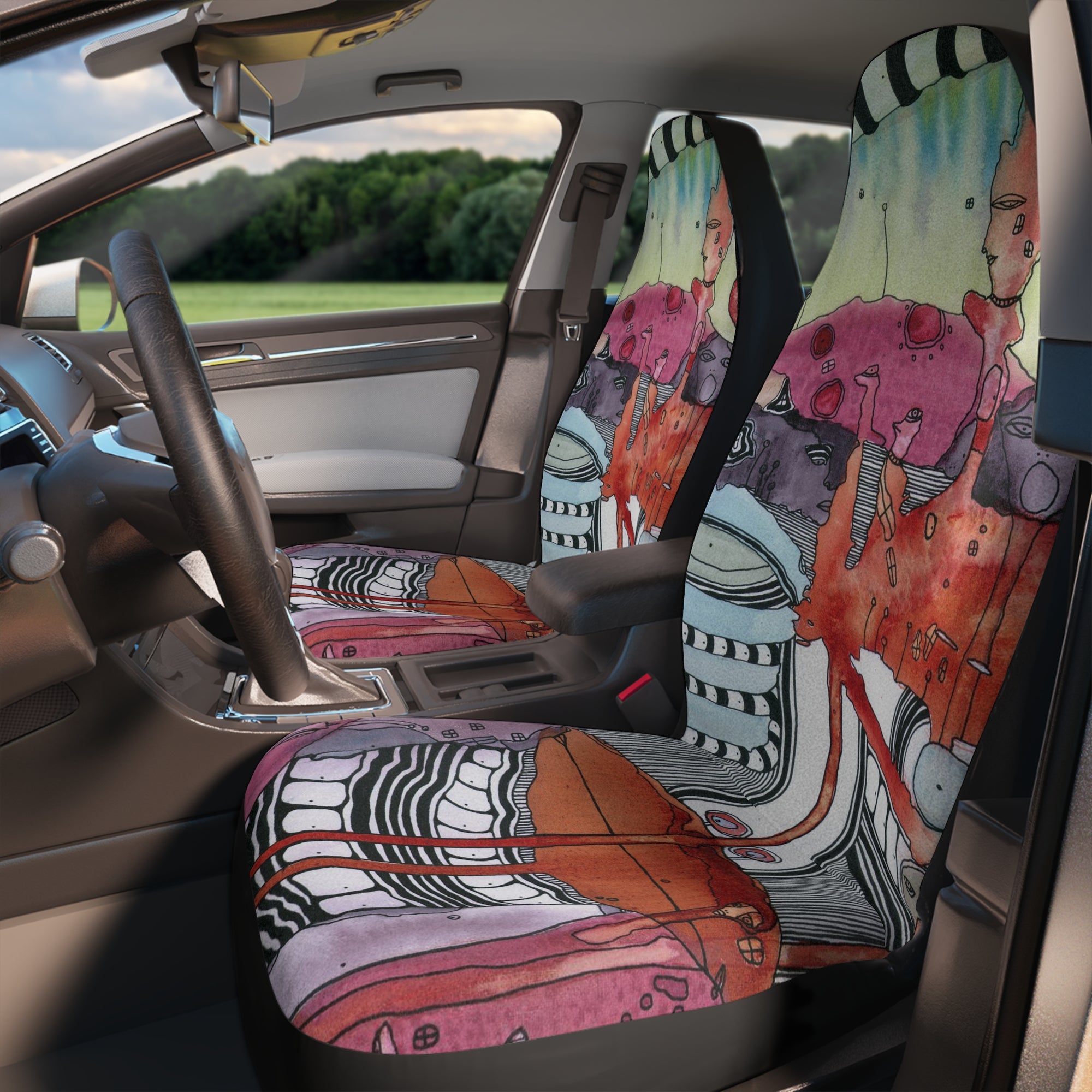 "Female Hello" Original Artwork on Car Seat Covers
