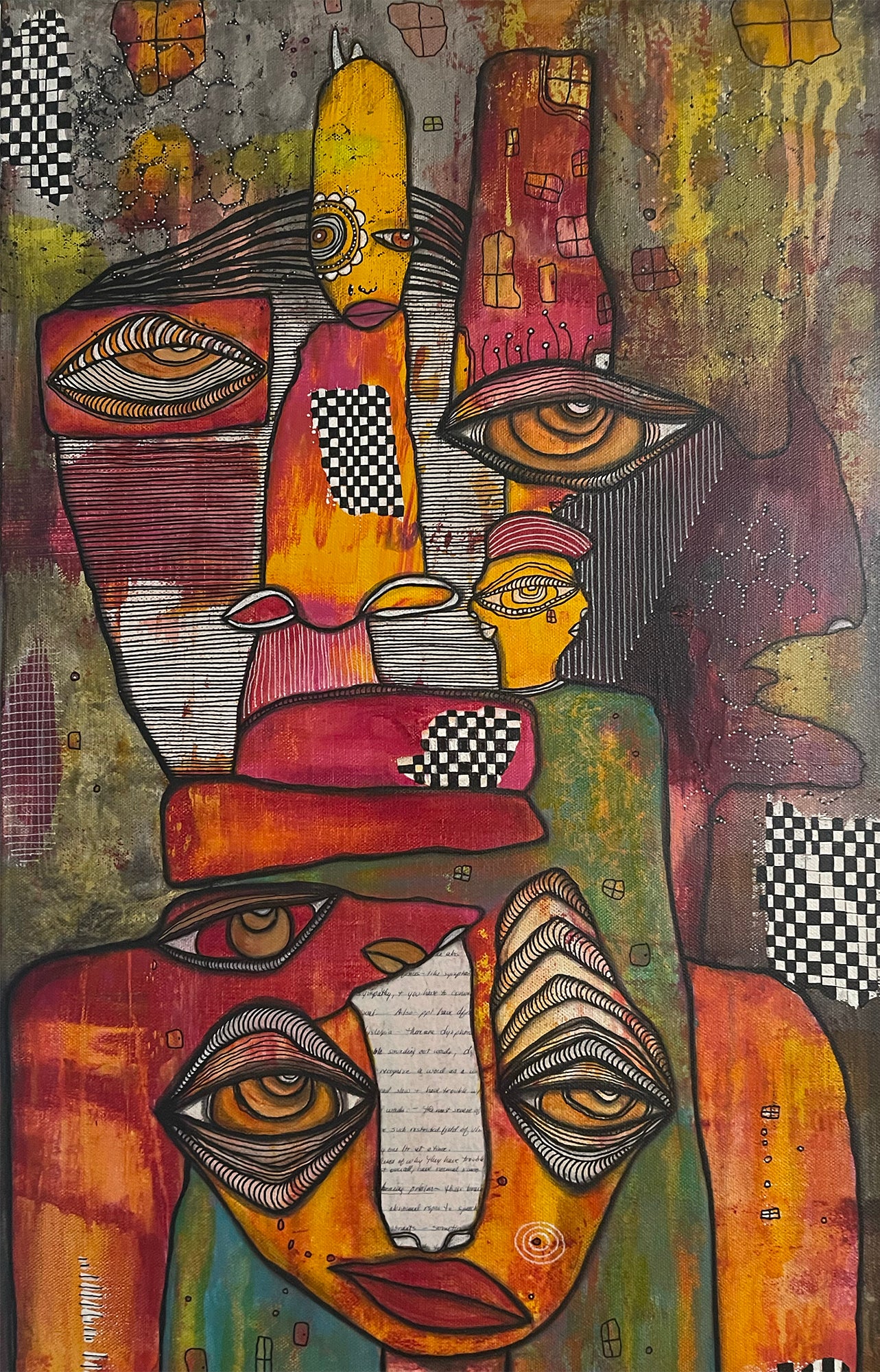 Original Fine Art on canvas with collage 'ANCESTORS'