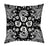 Floral throw pillow black white design illustration.