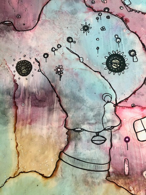 Original Abstract Fine Art "Pink Creature Friend"
