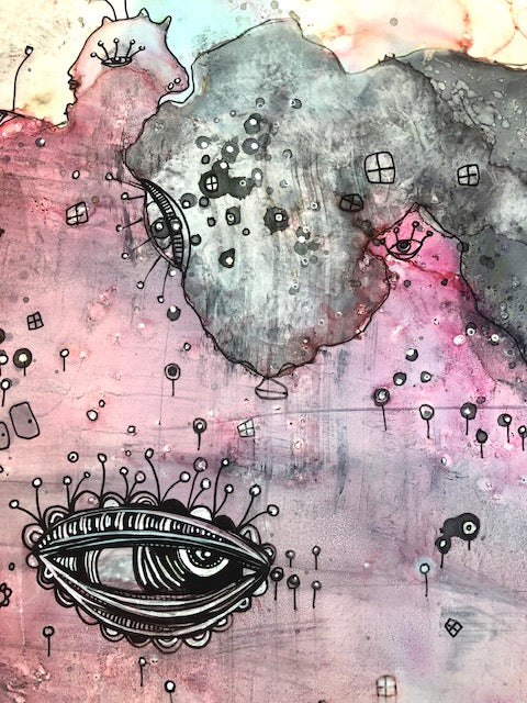 Original Abstract Fine Art "Pink Creature Friend"