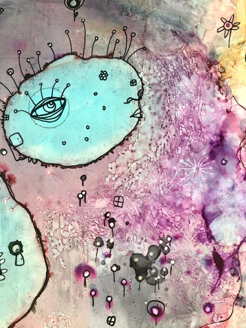 Original Abstract Fine Art "Pink Creature Friend"