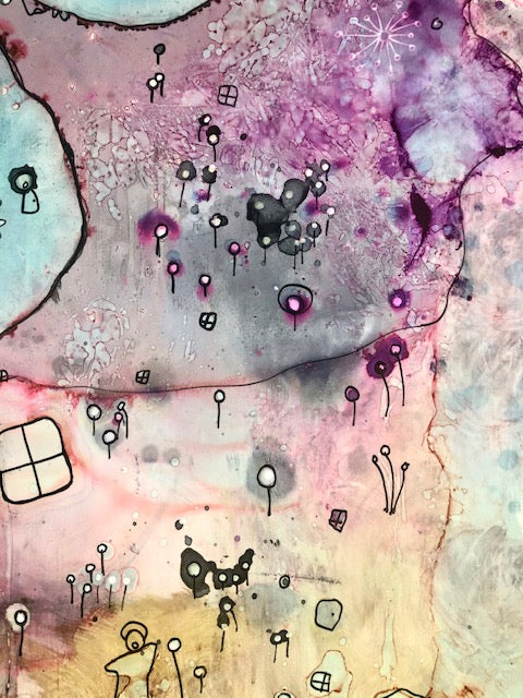 Original Abstract Fine Art "Pink Creature Friend"