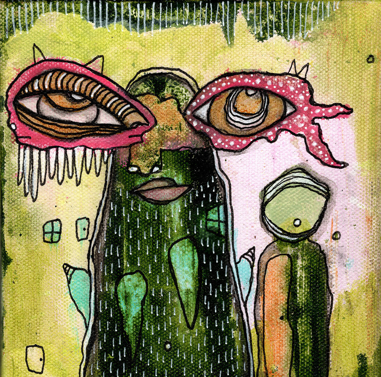 Original Fine Art on canvas "My Green Friend"