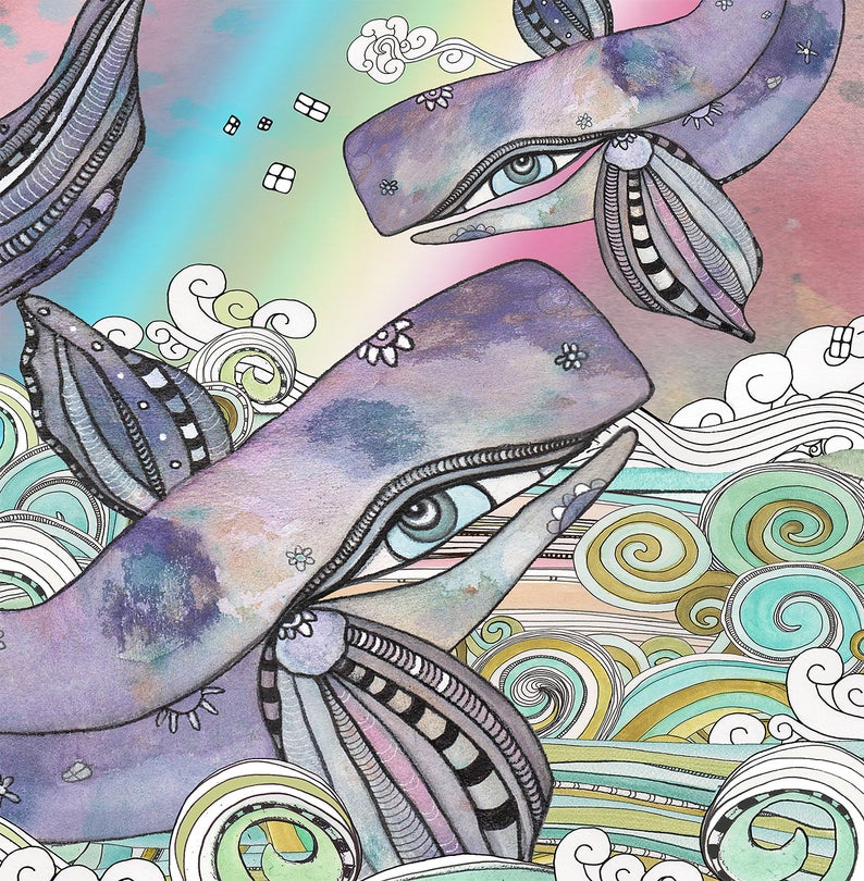 Wall Art Tapestry 'Whales'