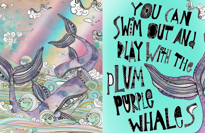 Wall Art Tapestry 'Whales'