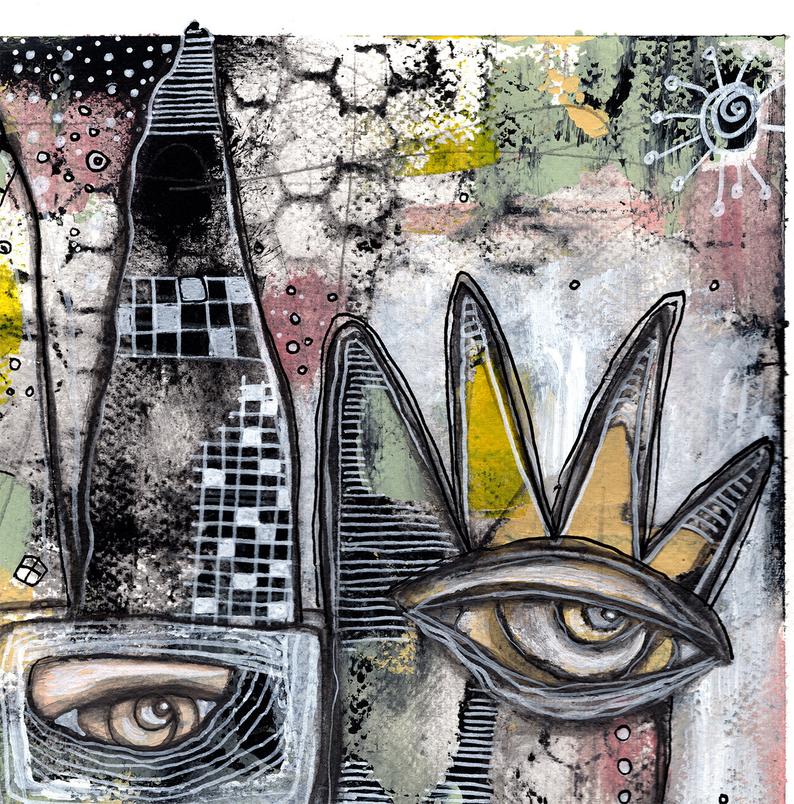 Abstract Mixed Media Shower Curtain 'Written in the Stars'