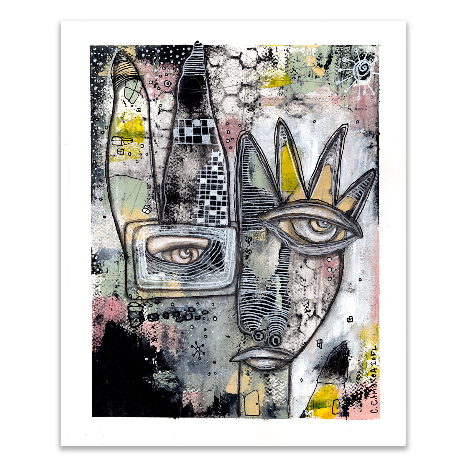 Original Mixed Media Fine Art on Paper 'Written in the Stars'