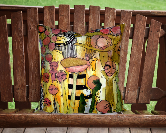 Outdoor Pillow Cushion "Bugged Out"